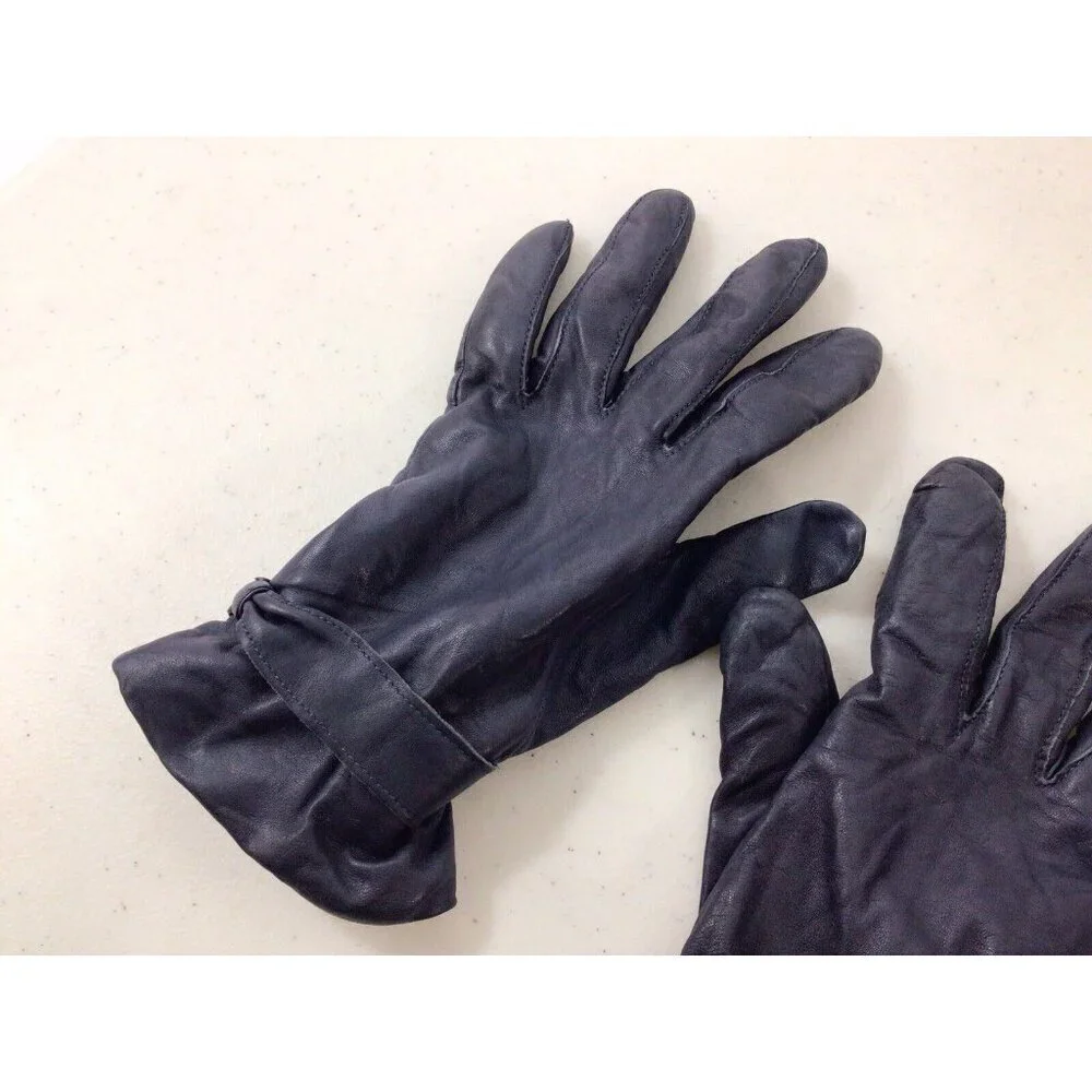 Blue Leather Driving Gloves Womens Small